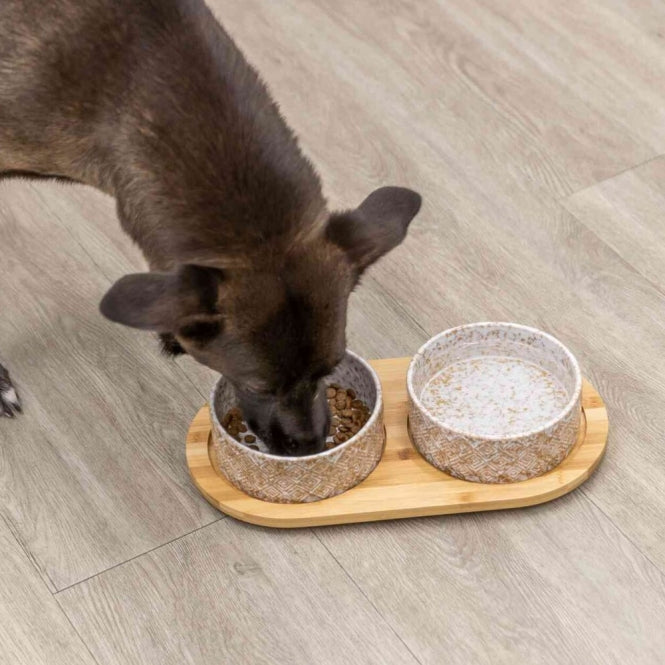 Trixie bowl set, ceramic/bamboo
